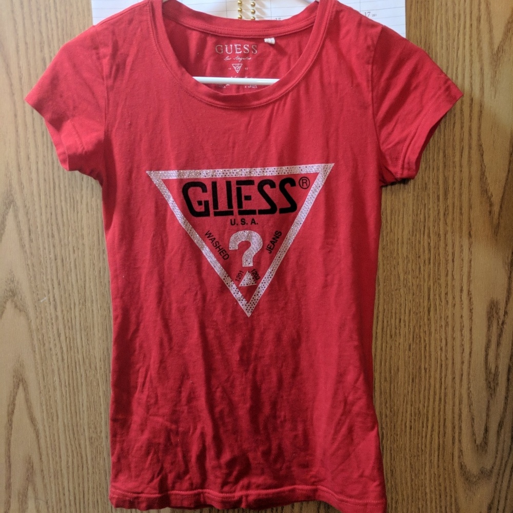 Guess red tshirt slim fit XS